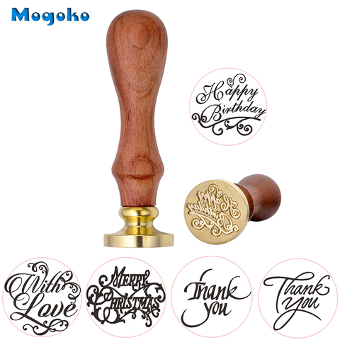Mogoko Wax Seal Stamps Retro Scrapbooking Stamp Merry Christmas Happy Birthday Thank You With Love Antique Sealing Wax Stamp 1pc ► Photo 1/5