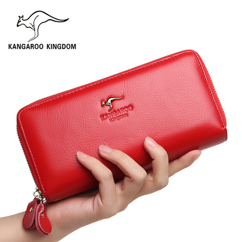 Kangaroo Kingdom Women Wallets Genuine Leather Long Purse Women Clutch Bags Brand Female Wallet ► Photo 1/6