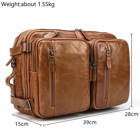 Men Business Briefcase Soft Genuine Leather Man Laptop Handbag 3 Use Multifunctional Cowhide Shoulder Messenge bag For Male Tote ► Photo 1/6