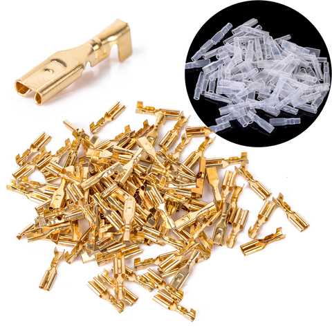 100Set Female Spade Connectors 2.8mm Brass Crimp Terminal 22-16AWG with Insulating Sleeve ► Photo 1/1