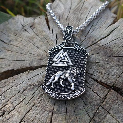 lanseis 1pcs viking Odin's wolf and eagle pendant norse Valknut pendant men necklace Vegvisir jewelry Animal Totem talisman ► Photo 1/1