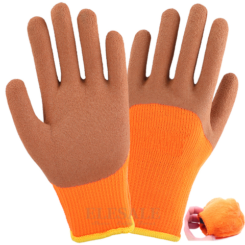 Winter Thermal Work Gloves Latex Rubber Coated For Anti-Skidding Garden Car Repairing Builder Hands Protection Safety Gloves ► Photo 1/6