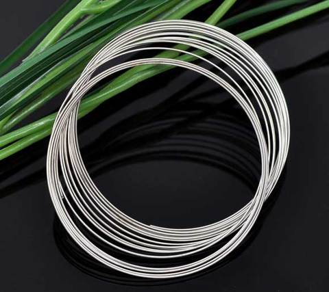 Steel Wire Memory Beading Bracelets Components Round silver color 5.5cm(2 1/8
