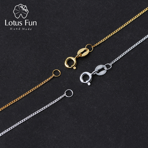 Lotus Fun Real 925 Sterling Silver Necklace Fine Jewelry 18K Gold Classic Easy Match Chain without Pendant for Women Accessories ► Photo 1/6