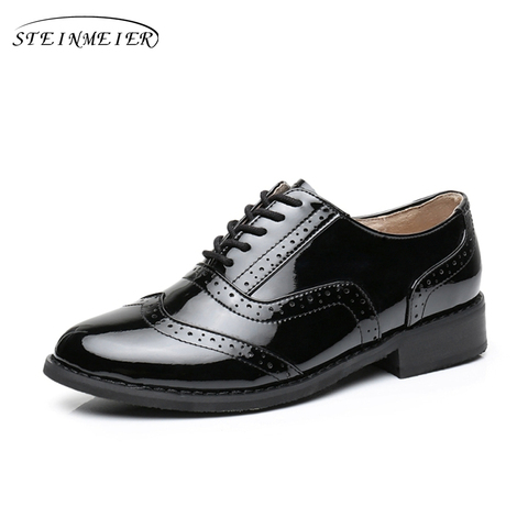 Women Genuine cow leather casual designer vintage lady flats shoes handmade oxford shoes for women 2022 black spring ► Photo 1/6