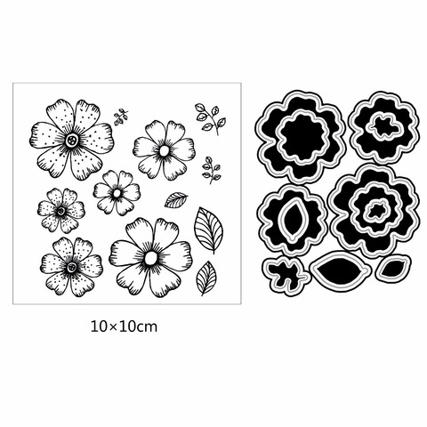 AZSG Simple Style Flowers Leaves Petal Clear Stamps Cutting Dies Set For DIY Scrapbooking Photo Album Card Making Silicon Craft ► Photo 1/3