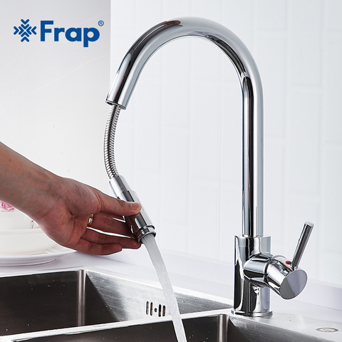 Frap Nickel Brushed Kitchen Sink Faucet Brass 360 Rotation Pull Out Purifed Water Outlet  Spray Mixer Tap Single Handle Y40070 ► Photo 1/6