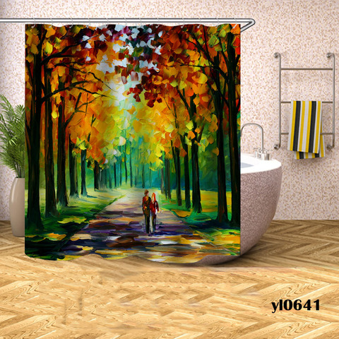 View Trees Bathroom Shower Curtain Scenic Printed Waterproof Bath Curtains for Bathtub Bathing Cover Large Wide 12pcs Hooks ► Photo 1/6