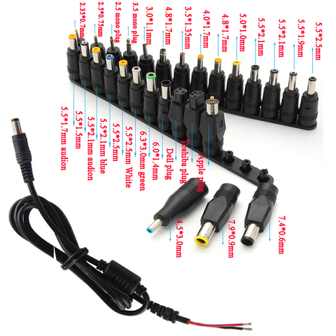 Universal 28pcs 5.5x2.1mm Multi-type Male Jack with cable for DC Plugs for AC Power Adapter  notebook connector ► Photo 1/4