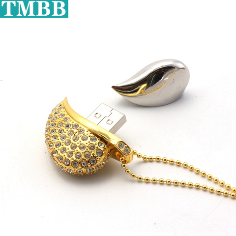 BiNFUL USB flash drive Golden Love Lover Necklace U disk 4GB 8GB 16GB 32G 64G creative personality flash drive memory stick Gift ► Photo 1/6