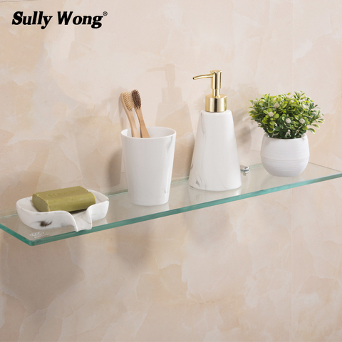 Sully House Bathroom 8mm Thickness Tempered Glass Shelf,Shower room Rectangle Glass Shelves,Cosmetic Shampo Mirror front Rack ► Photo 1/5