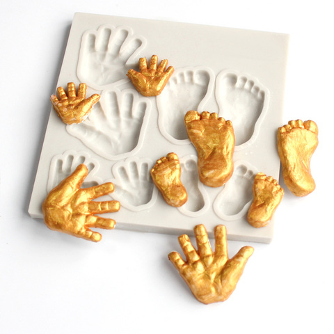 Baby hand and foot print silicone mold DIY fondant cake chocolate mold sugar dry Pez mold baking utensils kitchen accessories ► Photo 1/6