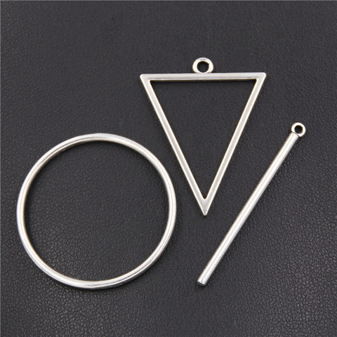 30PCS Alloy Jewelry Triangle Circle Stick Charms Hollow Blank Pendant Tray Bezel Charms DIY Handmade ► Photo 1/4