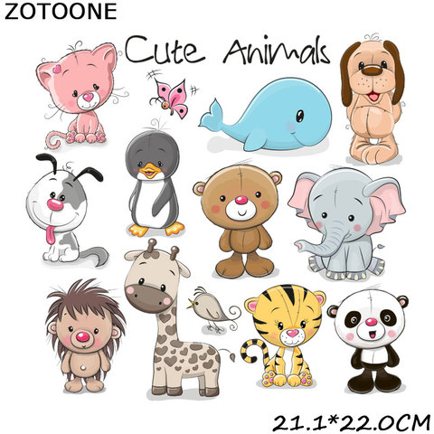 ZOTOONE Cute Bear Animals Patches Iron-on Transfers for T-Shirt Children Gift DIY Clothes Stickers Lovely Dolphin Appliques G ► Photo 1/6