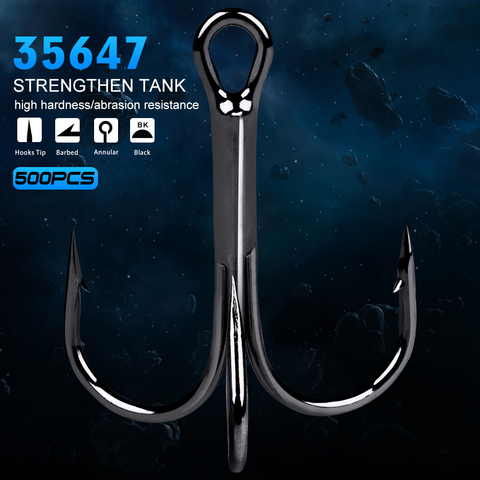 500PC Proberos Fishing Hook Black Color FISHHOOK Overstriking Antirust Fishing Tackle 3/0#-10# High Carbon Steel Treble Hook ► Photo 1/6