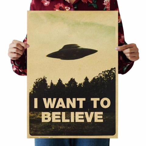 51.5x36cm Vintage Classic Movie The X-Files I Want To Believe Poster Retro Wall Decor Bar Home Decor Wall Decals Wall Sticker ► Photo 1/6