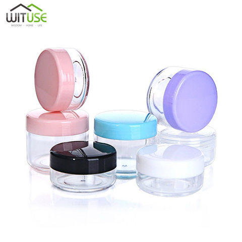 5PCS Empty 10g 15g 20g Travel Small Colorful Covers Clear Plastic Cosmetic Pot Jars With Lid For Face Cream Lip Balm Containers ► Photo 1/6