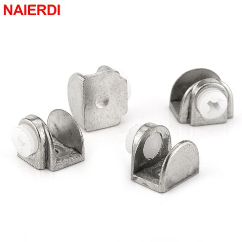 4PCS NED Half Round Glass Clamps Zinc Alloy Shelves Support Nickel Finish Corner Bracket Clips For 8mm Thick Furniture Hardware ► Photo 1/6