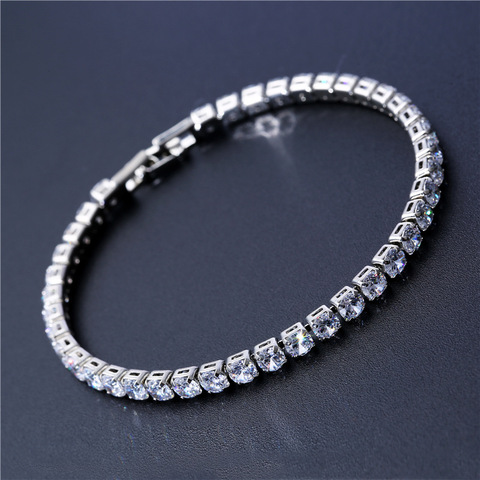 4mm Cubic Zirconia Tennis Bracelet Iced Out Chain Bracelets For Women Men Gold Silver Color Men Bracelet CZ Chain Homme Jewelry ► Photo 1/5