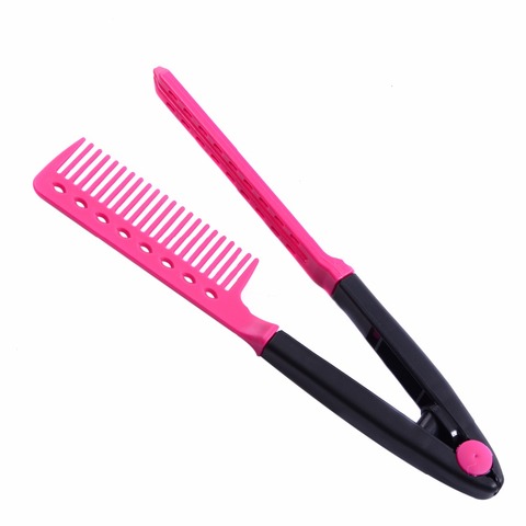 Hairdressing V Type Straightening Comb Hair Straightener Brush Pro Salon Haircut DIY Barber Styling Tools Anti-static Comb ► Photo 1/6