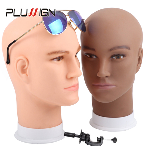 Famous Brand Plussign Male Bald Head No Hair Mannequin Jewelry Model Glass Hat Wig Display Base Man Pvc Training Practice Head ► Photo 1/6