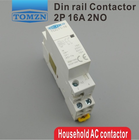 1PCS TOCT1 2P 16A 220V/230V 50/60HZ Din rail Household ac Modular contactor  2NO  or 1NO 1NC ► Photo 1/6