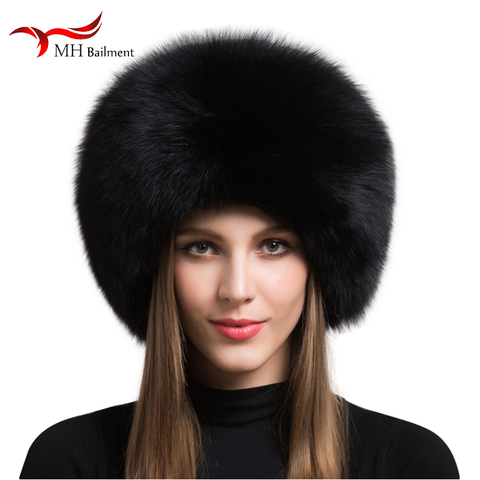 Winter Warm Hat Female Fashion For Women Hat With Earmuffs Hat Hot Sale 100% natural Fox Fur Women ear Cap Thick Fur russia Cap ► Photo 1/6