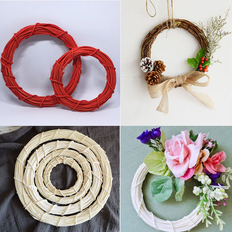 10-30cm White Rattan Ring Artificial Flowers Garland Dried Flower Frame For Christmas Home Decor DIY Floral Wedding Wreaths ► Photo 1/6