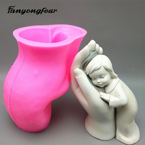 3D mother love hand silicone mold fondant mold resin plaster chocolate candle candy mold free shipping ► Photo 1/6
