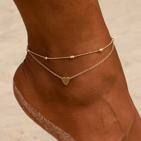 Simple Heart Female Anklets Barefoot Crochet Sandals Foot Jewelry Leg New Anklets On Foot Ankle Bracelets For Women Leg Chain ► Photo 1/6