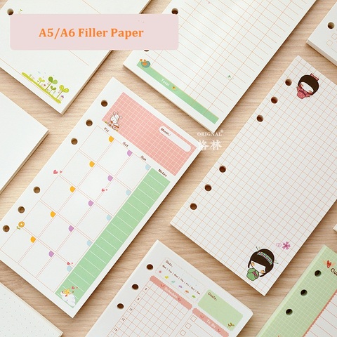 A5 A6 Cute Creative Colored Diario Binder Filler Paper Office School Stationery Planner Accessories Filler Paper For Filofax ► Photo 1/3