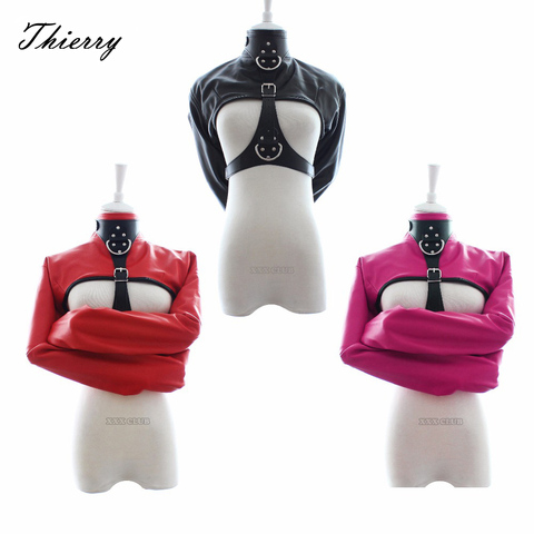 Thierry adult sex game fetish straitjacket bondage restraint Jacket Long Sleeves breast exposed tops Sex Toys For women ► Photo 1/6