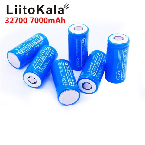 6pcs LiitoKala 32700 cells lifepo4 7000 mah 3.2 V rechargeable battery with flat top LiFePO4 for flashlight 32700 battery 6500 ► Photo 1/6