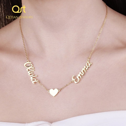 Fashion Custom  Names Heart symbol Necklace Stainless Steel  Pendants Statement Personalized Choker For Women Gift Gold Jewelry ► Photo 1/6