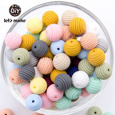 Let's make Silicone Beads Teethers 15mm 20pcs DIY Threaded Silica Beads BPA Free 4-6 Months Spiral Food Grade Silicone Teething ► Photo 1/6