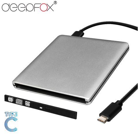 DeepFox ODP95S Case With Type C Cable USB 3.1 External DVD Rom Case to 9.5mm SATA Enclosure for CD DVD RW ► Photo 1/6
