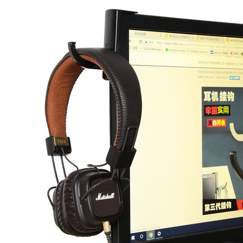 1pc earphone holder Headphone Headset Hanger Holder Hook w/ Tape Sticker for Desk PC Display Monitor headphone accessories ► Photo 1/6