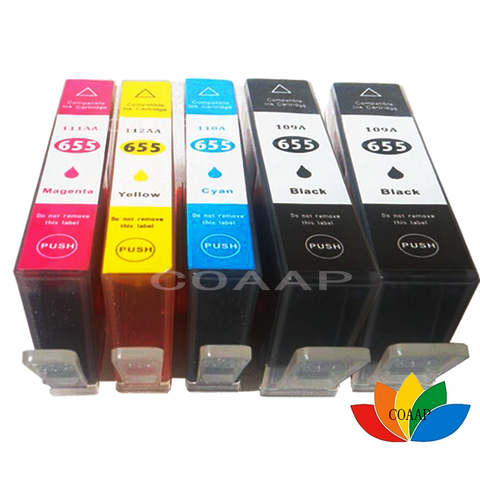 free shipping 5 Compatible HP655 hp 655 hp655xl 655xl ink cartridge for HP Deskjet 3525/4615/4625/5525/6520c printer ► Photo 1/6