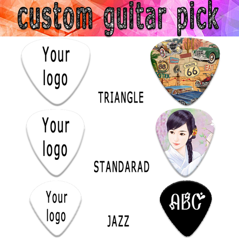 100pcs Real personalized customized standard traingle or teardrop guitar pick plectrum Can print yourself names and logo image ► Photo 1/6