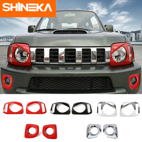 SHINEKA Car Stickers For Suzuki Jimny 2007-2017 ABS Car Front Fog Light HeadLight Lamp Protection Cover Sticker For Suzuki Jimny ► Photo 1/6