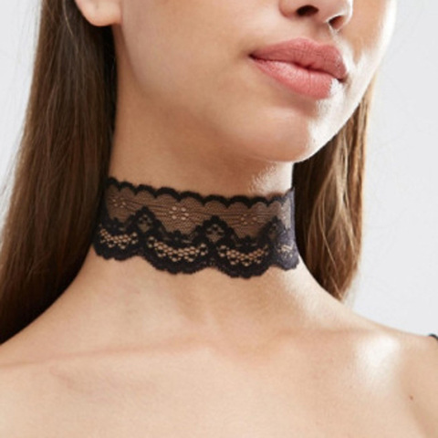 Hot Newest  fashion jewelry accessories black white Hollow lace choker necklace  for couple lovers'  N165 ► Photo 1/4