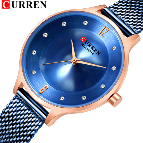 Luxury Dress Diamond Quartz Watches Women Fashion Clock Stainless Steel Mesh Ladies Wristwatch CURREN Brand Women's Watch 9036 ► Photo 1/1