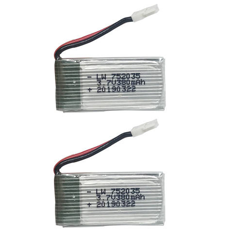 Lipo battery for Hubsan X4 H107 H107L H107D JD385 JD388 3.7V 380mah  battery for RC helicopter toy part 752035 Wholesale 3.7 V ► Photo 1/6