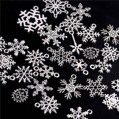 SWEET BELL 100pcs Vintage Mixed Christmas Snowflake Charms for Jewelry Making DIY Classic Snowflake Gift Pendant Charms D6206 ► Photo 1/5