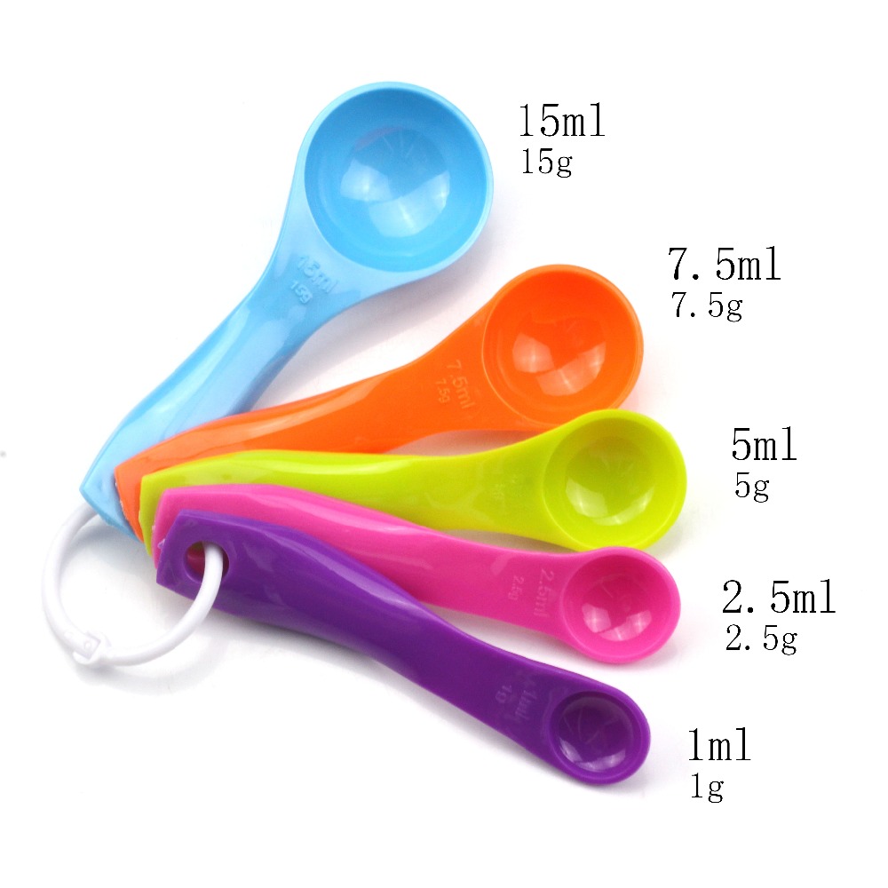 5pcs/set 1 / 2.5 5 / 7.5/ 15 ml Colorful Plastic Baking Measuring Spoon Set  - Price history & Review, AliExpress Seller - Dcrt pastry tools Store