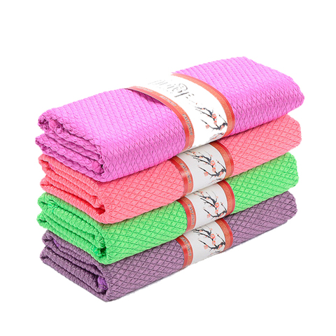 Soft Tea Towels Terry Cotton Kitchen Dish Cloths Clean Microfibre Absorbent  Non-stick Cleaning Clothes Kitchen Tool