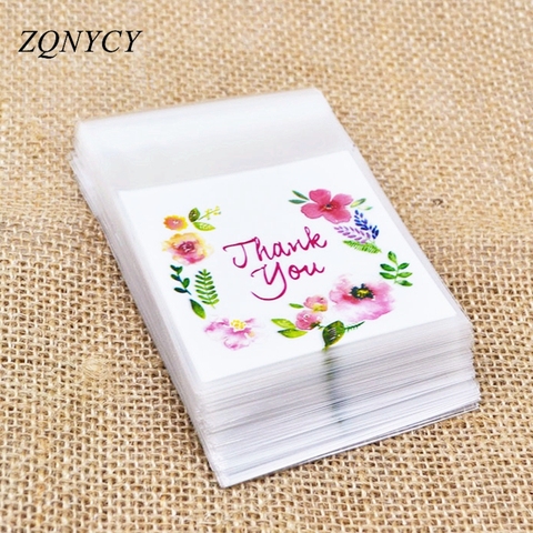 100Pcs Plastic Bags Thank you Cookie&Candy Bag Self-Adhesive For Wedding Birthday Party Gift Bag Biscuit Baking Packaging Bag ► Photo 1/6