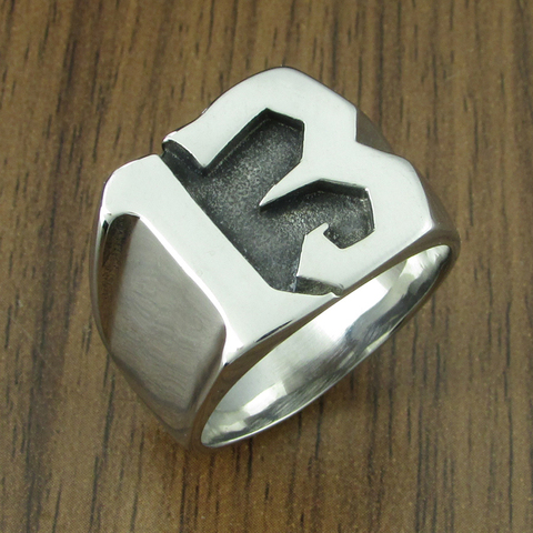 Punk Size 7-15# 316L Stainless Steel Number 13 Letter Biker Ring Jewelry ► Photo 1/6