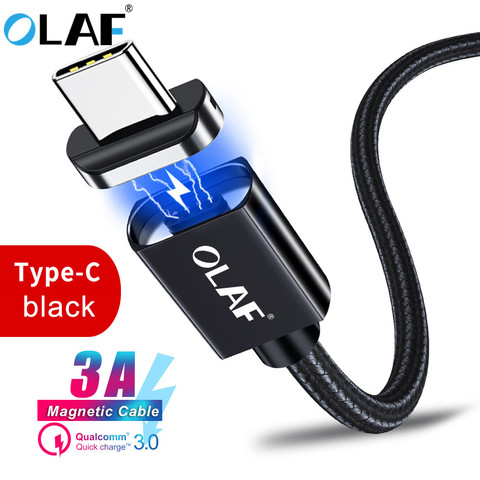 OLAF 3A Magnetic USB Type C Cable Fast charging For Samsung S8 S9 Plus Note 8 9 USB C data charger cable for huawei P20 lite pro ► Photo 1/6