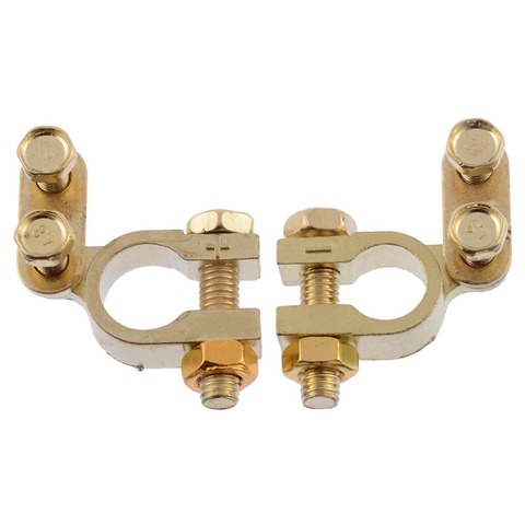 Mayitr 1 Pair 35mm Positive 34mm Negative Car Battery Terminal Gold Plated Universal Auto Metal Battery Terminals ► Photo 1/1